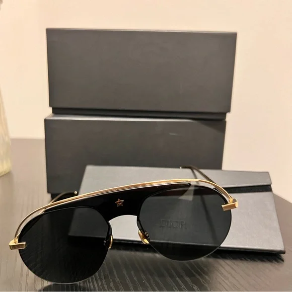 Dior | Accessories | Dior Black And Gold Aviator Sunglasses  display picture 1